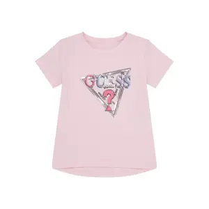 Sequin triangular logo stretch T-shirt for girls Guess image-0