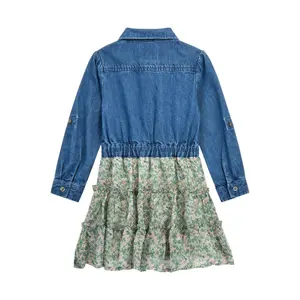 Long-sleeved baby girl dress Guess Mixed Fabric Adj. image-1