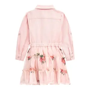 Long-sleeved baby girl dress Guess Mixed Fabric Adj. image-1