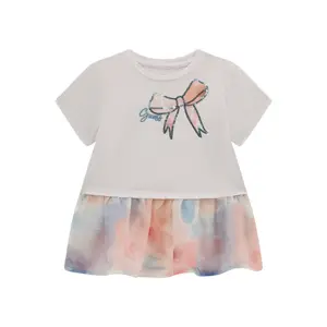 T-shirt with chiffon for baby girl Guess image-0