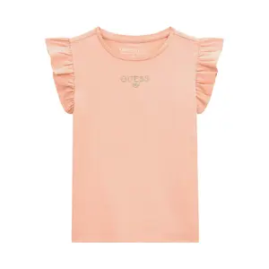 Ruffled mesh t-shirt for girls Guess image-0