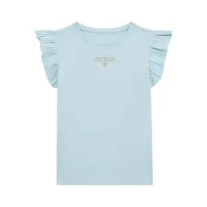 Ruffled mesh t-shirt for girls Guess image-0