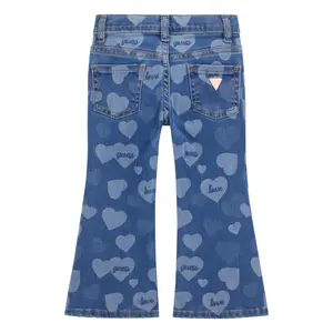 Jeans z szerokimi nogawkami z wycięciami laserowymi dla dziewczynki Guess image-1