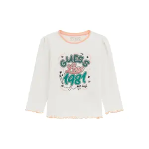 Girl's long-sleeved round-neck T-shirt Guess image-0