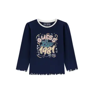 Girl's long-sleeved round-neck T-shirt Guess image-0