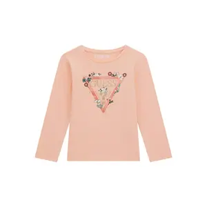 Long sleeve round neck T-shirt for girls Guess image-0