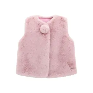Sleeveless jacket with faux fur for girls Guess image-0