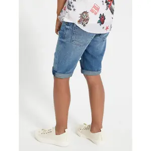 Ripped denim shorts for kids Guess image-4
