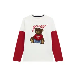 Children's long sleeve T-shirt with round neck Guess image-0