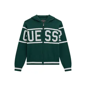 Hooded sweatshirt with zipper Guess serpentine green image-0
