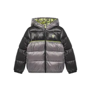 Children's hooded long sleeve puffer jacket Guess