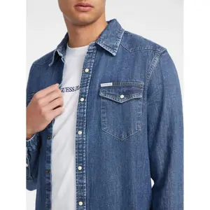 Camisa de mezclilla de manga larga slim Guess image-3