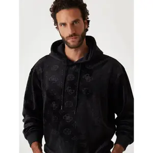 Welurowa bluza z kapturem Guess image-4