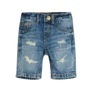 Ripped denim shorts for kids Guess image-0