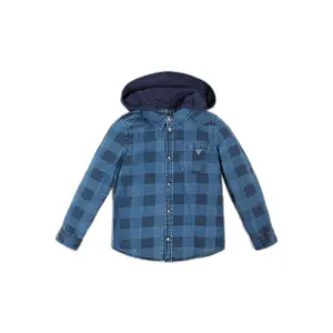 Adjustable hooded jeans shirt for kids Guess YD image-0