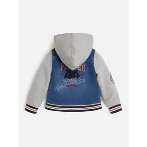 Kid's hooded denim jacket with zipper Guess image-1