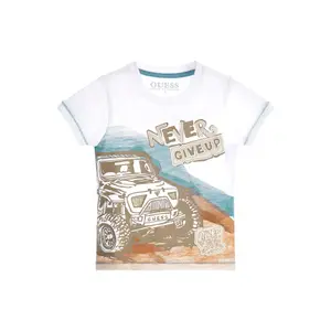 Organic flamed jersey t-shirt for kids Guess image-1