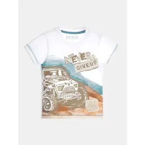 Organic flamed jersey t-shirt for kids Guess image-2