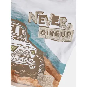 Organic flamed jersey t-shirt for kids Guess image-4