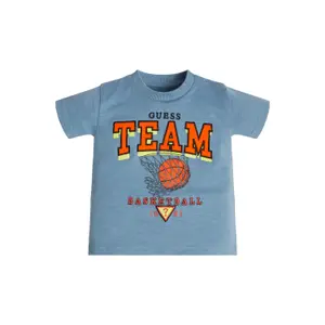 Organic flamed jersey t-shirt for kids Guess image-1