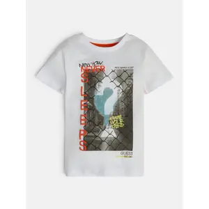 Organic flamed jersey t-shirt for kids Guess image-2