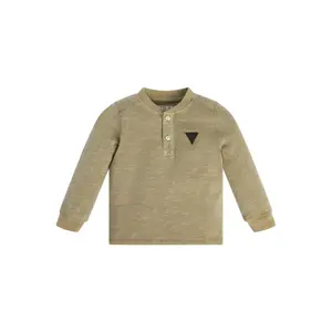 Baby boy long sleeve mesh t-shirt Guess Henley image-0