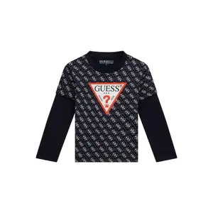Kids' long sleeve ribbed crew neck T-shirt Guess image-0