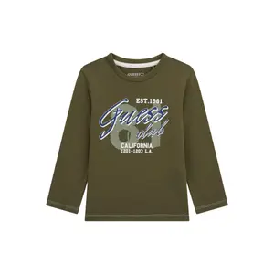 Camiseta de manga larga de cuello redondo de algodón para bebé niño Guess image-0