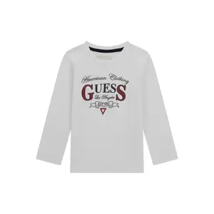 Long sleeve children's T-shirt with logo on the front Guess image-0
