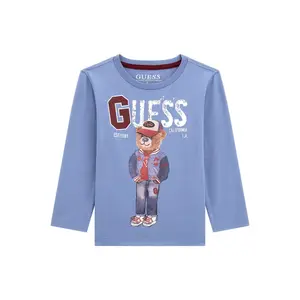 Kids' long sleeve round neck cotton T-shirt Guess image-0