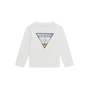 Long-sleeve baby boy's T-shirt with embroidered brand logo on the front Guess image-0