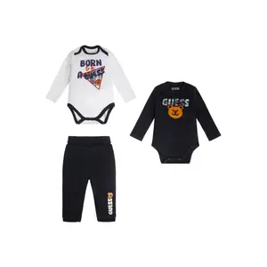 Set of 2 long sleeve bodysuits + reversible pants baby boy Guess image-0