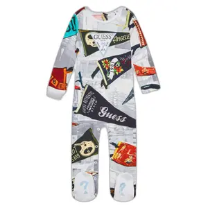 Organic cotton romper printed interlock baby boy Guess image-0