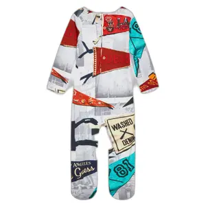 Organic cotton romper printed interlock baby boy Guess image-1