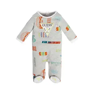 Organic cotton romper printed interlock baby boy Guess image-0