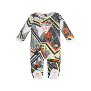 Organic cotton romper printed interlock baby boy Guess image-0