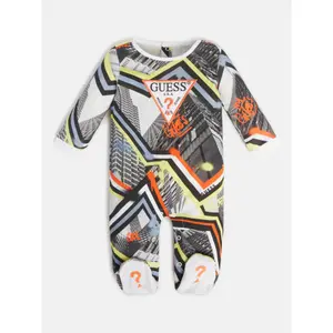 Organic cotton romper printed interlock baby boy Guess image-1