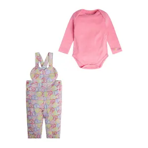 Baby girl long sleeve bodysuit + overalls set Guess image-0