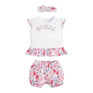 Baby girl headband + t-shirt + shorts set Guess image-0