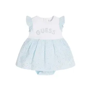 Baby girl romper dress with sangallo sleeves Guess image-0
