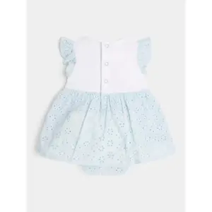 Baby girl romper dress with sangallo sleeves Guess image-1