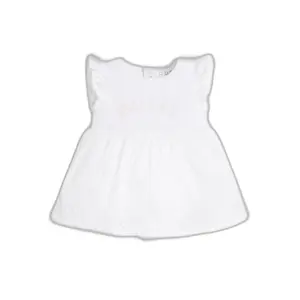 Baby girl romper dress with sangallo sleeves Guess image-0