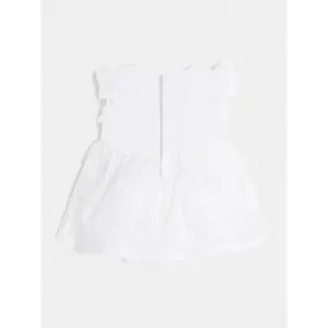 Baby girl romper dress with sangallo sleeves Guess image-1