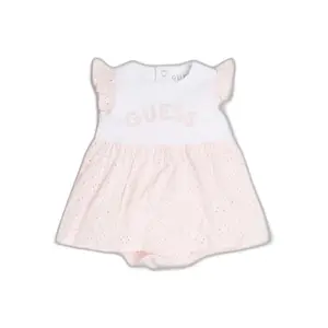 Baby girl romper dress with sangallo sleeves Guess image-0