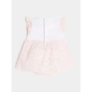 Baby girl romper dress with sangallo sleeves Guess image-1