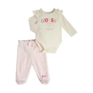 Baby girl long-sleeved bodysuit + chenille pants set Guess image-0