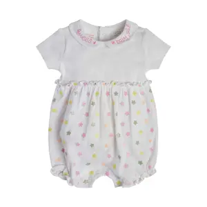 Baby girl short jumpsuit in mixed fabric Guess image-0