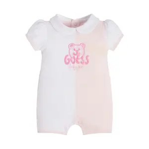 Baby girl short jumpsuit in mixed fabric Guess image-0