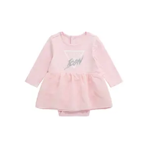 Long-sleeve bodysuit dress for baby girl Guess image-0