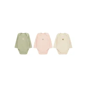 Baby girl long-sleeve ribbed bodysuit Guess STR (x3) image-0